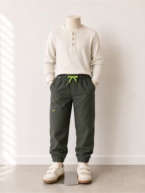 NWT Weatherproof Vintage Boys 7/8 Olive Fleece Lined Cargo Joggers